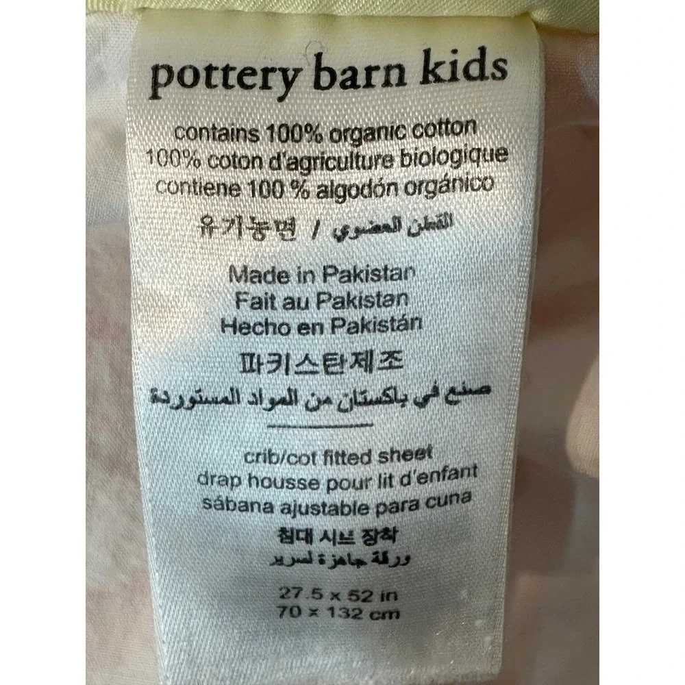 2 Pottery Barn Kids Organic Cotton Crib Fitted Sheets Pink Bunny Chevron 27x52